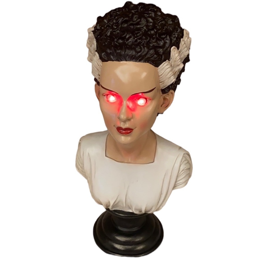 LED  Light up Monster Bride of Frankenstein Halloween Bust Tabletop Accent new